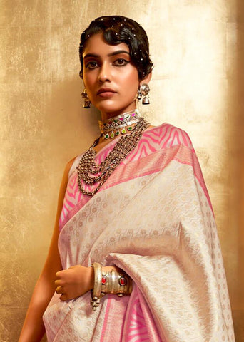 Gorgeous Women's Traditional Wear Grey Color Banarasi Silk Saree - Royal  Anarkali